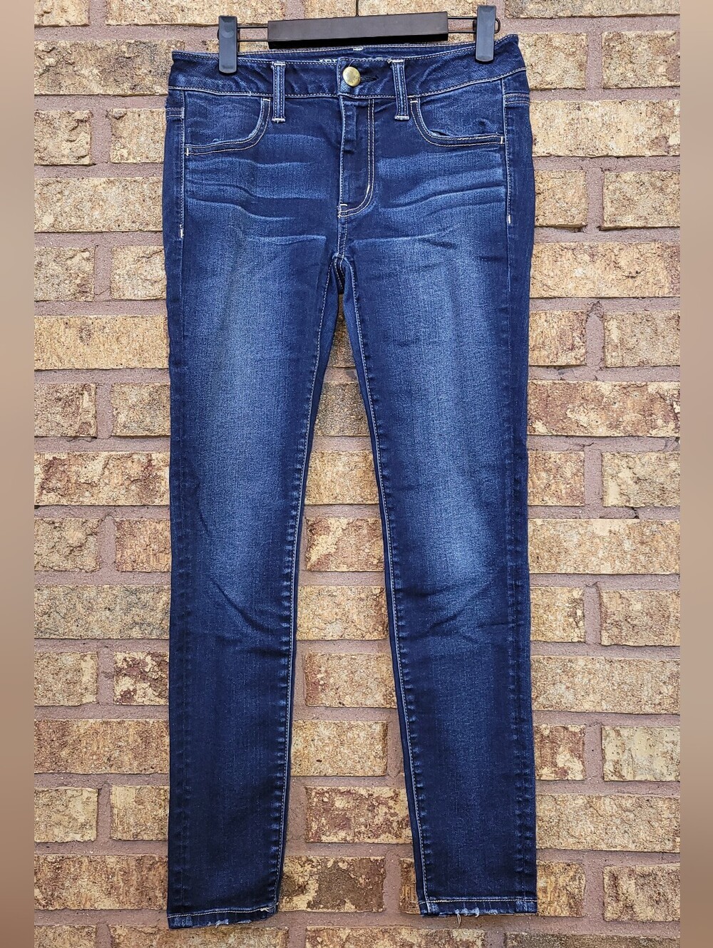 American Eagle Outfitters Jeggings Super Stretch Dark Blue Denim Size 4 Short